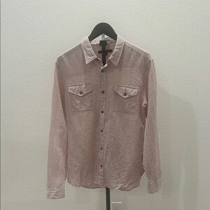 John Varvatos Men's Pink Button-Up Linen Shirt